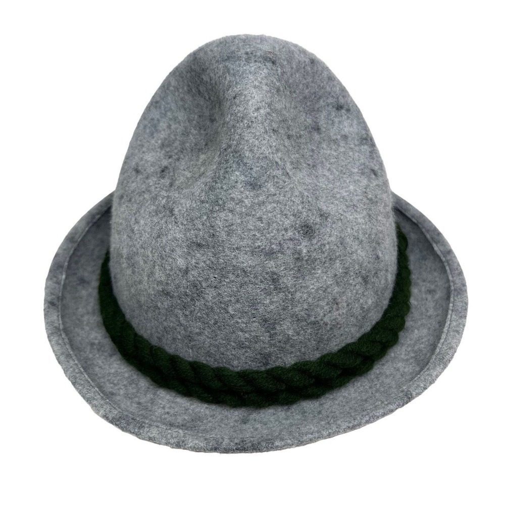 Dolomiten Lienz Hat Wool Gray‎ Green Woven Detail Men Sz 21 in Made in Austria